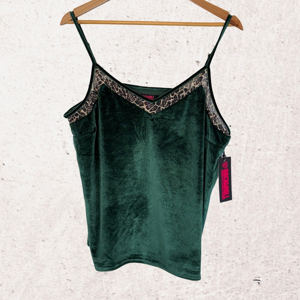 Rock & Roll Cowgirl Emerald Camisole with Animal Print Accent